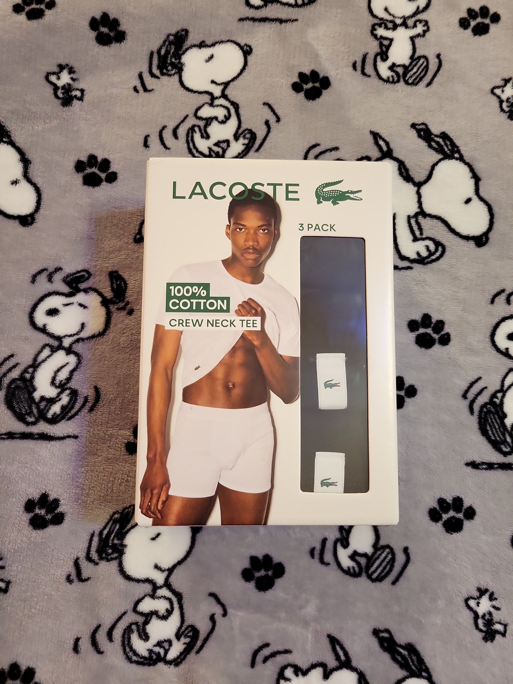 Lacoste Men’s 3-Pack Cotton Crew Neck Tees – Black Size Medium